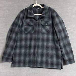 Stoic Jacket XL Gray Plaid Flannel Fleece Lined Shacket Coat Work Outdoor Grunge